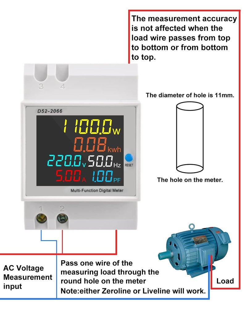 diymore Digital Single Phase Energy Meter Tester Electricity Usage Monitor AC 110V 40V~300V 100A Ampermeter Power Voltmeter Voltage Amps Watt Kwh Frequency Power Factor Meter Multimeter - Image 4
